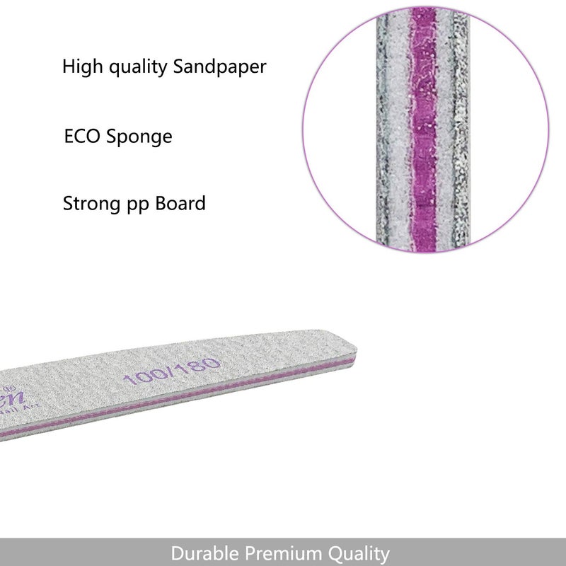 Jutoe 25 Pcs 100/180 Grit Nail Files, Washable Double Sided, Professional Emery Boards for Acrylic, Gel, Natural Nails, Salon & Home Use - Image 3